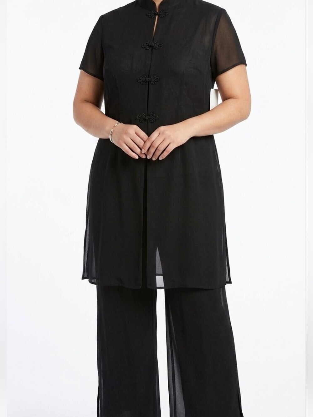 Sheri Martin New York Two-Piece Pant Set Size 18 Vintage Black Chinese-Style